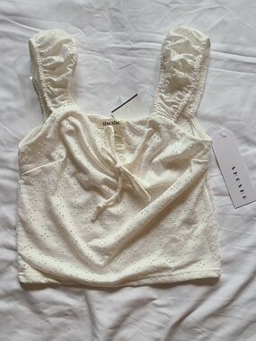 shosho Cream Eyelet Tie-Front Camisole